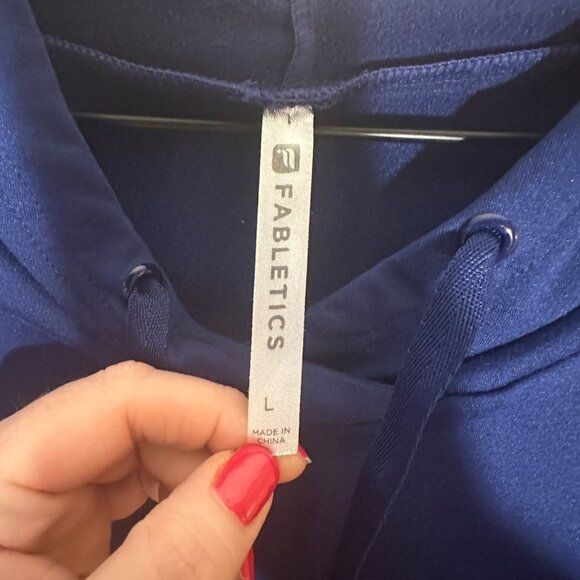 Women's L Fabletics Hoodie Pullover Sweatshirt Fleece Blue Sporty Hooded Active - Picture 4 of 6